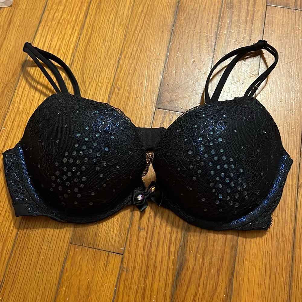 Bejeweled Black and Blue Very Sexy Push-up Victoria’s Secret 34C